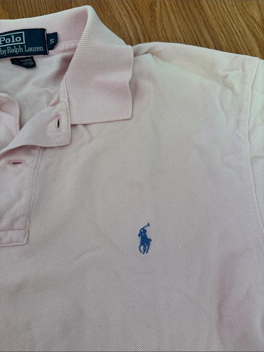 Polo by Ralph Lauren Light Pink Men's Polo with Blue Pony